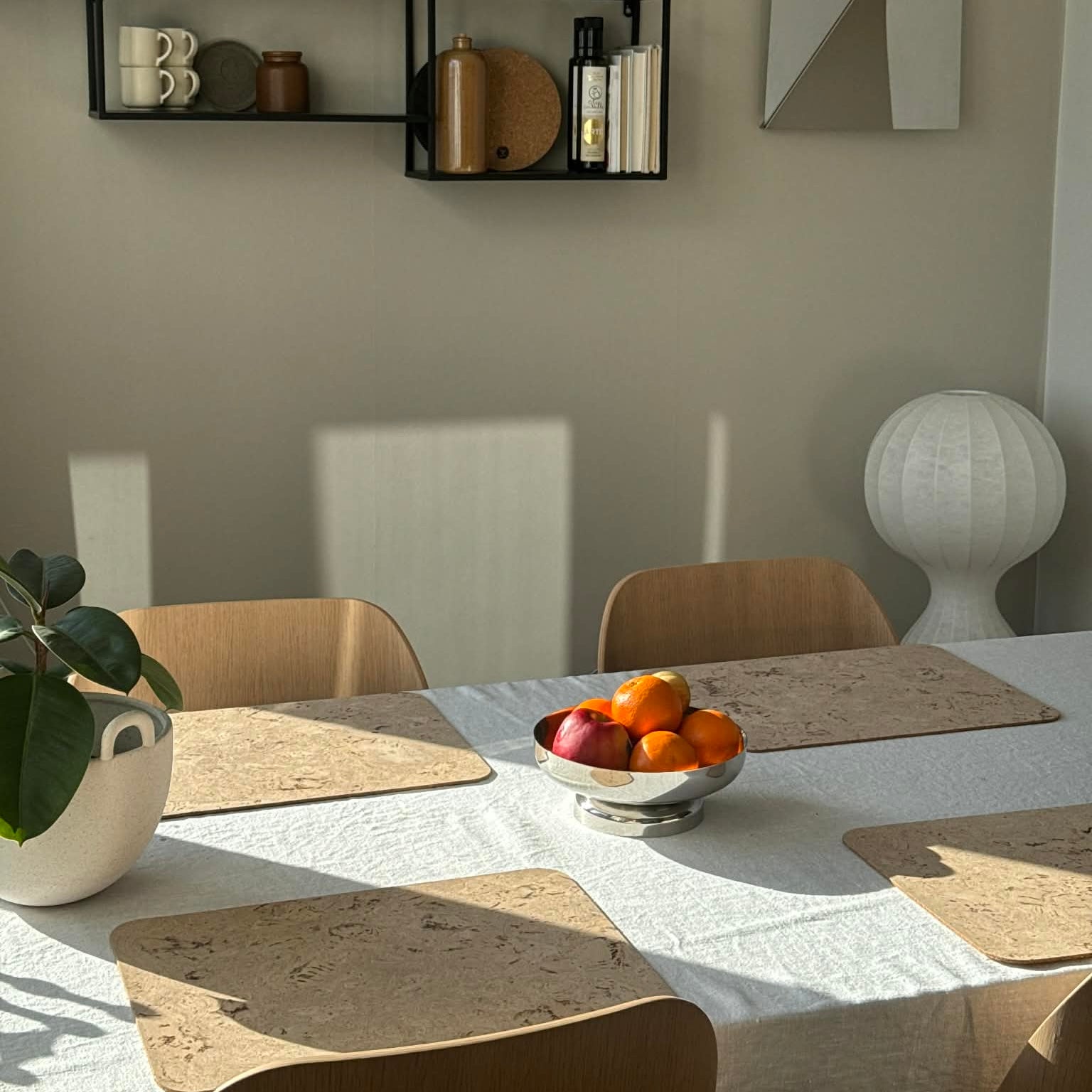 Spisebrikker med naturlig korkmønster 4- pack