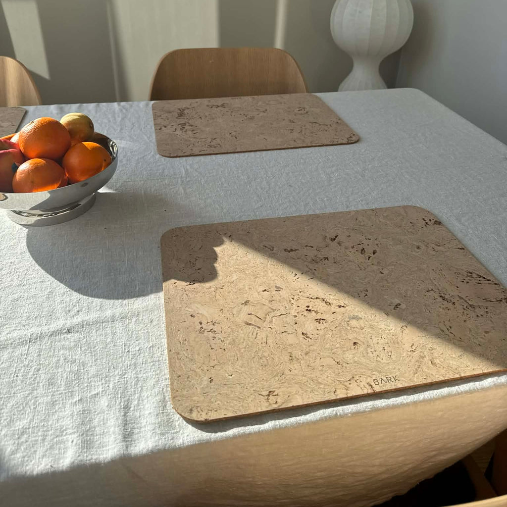 Spisebrikker med naturlig korkmønster 4- pack