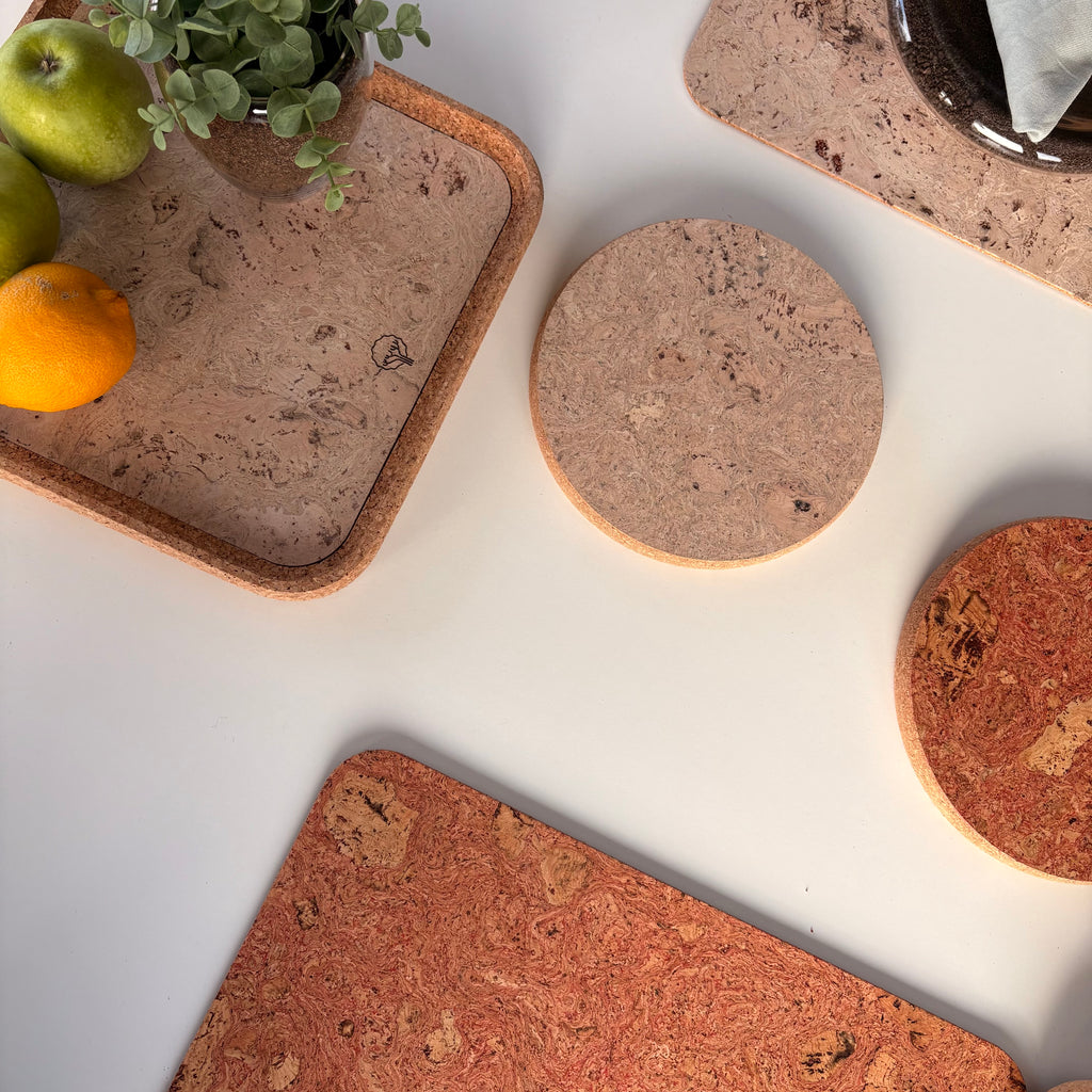 Spisebrikker med naturlig korkmønster 4- pack