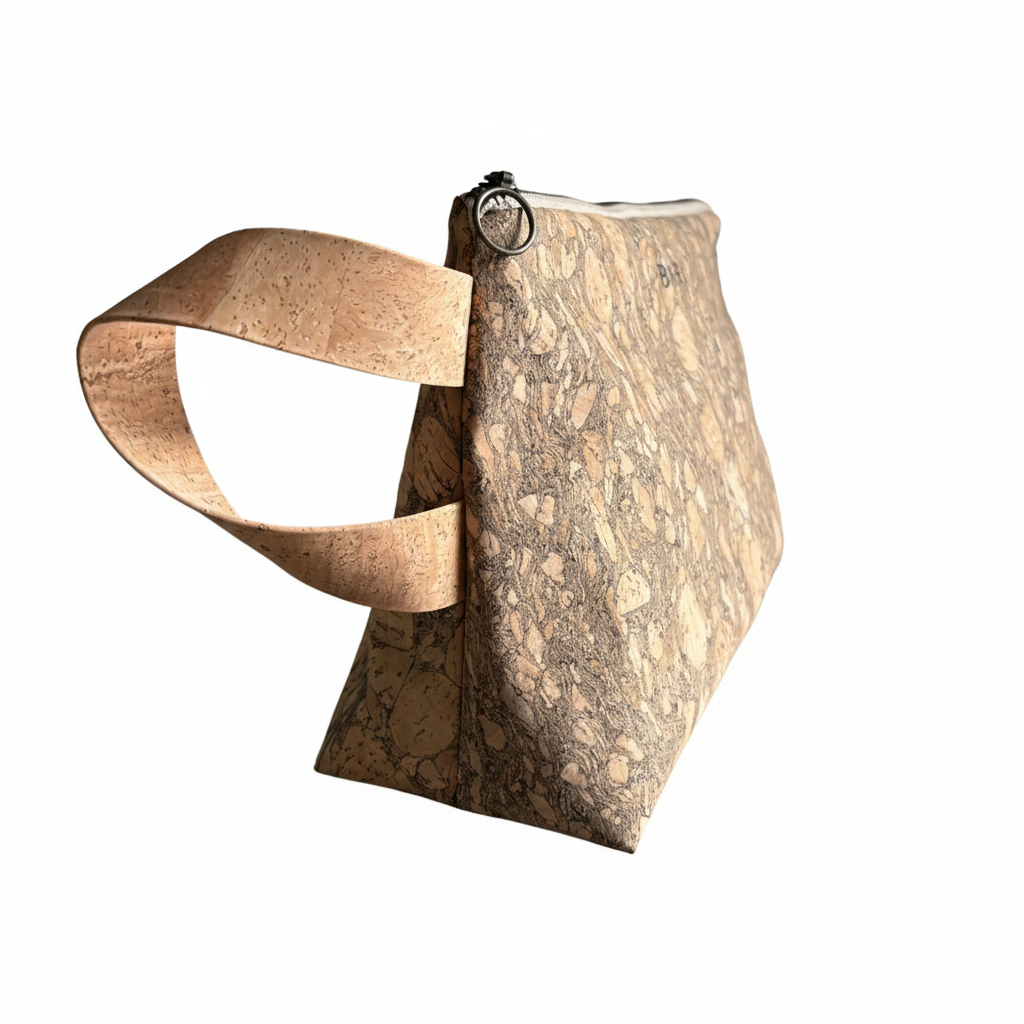 Stor toalettmappe av korkskinn